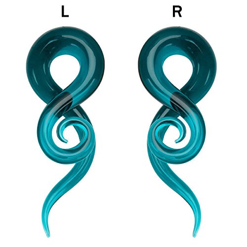 IPINK-Pack of 8 Mixed Colors Glass Spiral Tapers Ear Piercing Tunnel Plugs Gauges (4 Pairs of 0 Gauge (8mm)) - Thumbnail 3