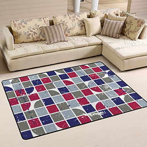 Tapis corail salon grand format tapis mosaïque velours polyester - 6
