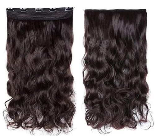 Image of ZAYA Curly Hair Extension for Women & Girls | Brown Wavy Hair 5 Clip Synthetic Wig | Bridal Party & Shadi Accessories