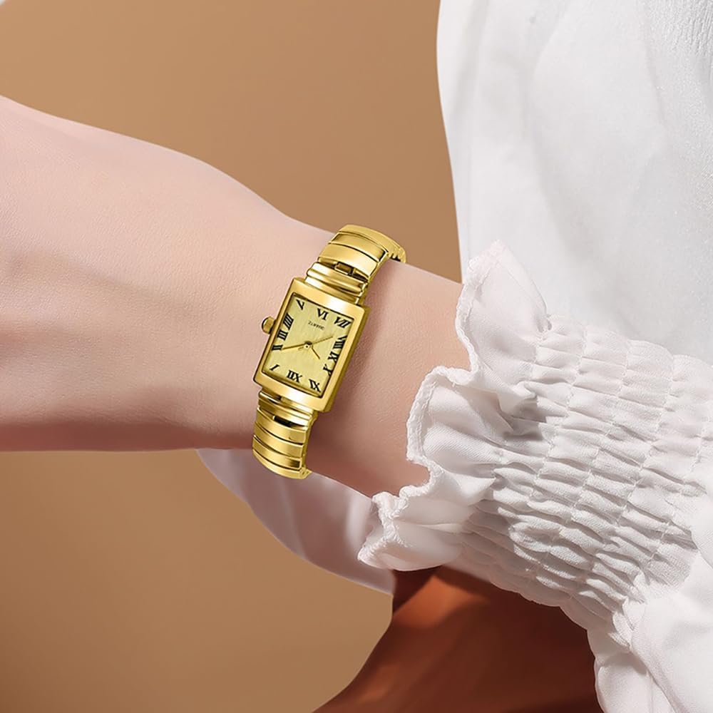Fashion Watch for Womens Rectangular Watch Ladies Stainless Steel Waterproof Analog Quartz Watches, Adjustment Tool Included