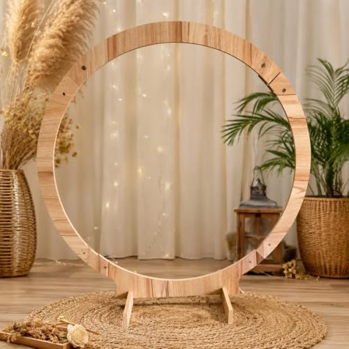 Image of SATYAM KRAFT 1 Piece Foldable Round Shape Wooden Makhar Mandap | Wooden Pooja Backdrop Stand for DIY Pandal & Temple | Festival Decoration Setup for Ganesh Chaturthi & Idol Pooja Decor