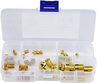 Hyuduo 60pcs 302 Carbon Steel Slotted Type Self-Tapping Screw Thread Inserts M2 M3 M4 M5 M6 Screw Bushing Threaded Assortment Tool Kit, Gasket Retaining Ring