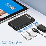 【Diseño único y compacto】El diseño compacto y biselado de este Hub se acopla a su Surface Pro 5 a la perfección. Además, su diseño inalámbrico hace que su computadora se vea mas limpia y organizada a la vez que su carcasa de aluminio protege su forma, facilita el flujo del calor, y es conveniente para viajar gracias a ser liviana. Una extensión USB 3.0 ideal para Surface y para trabajar con Windows, Mac, y sistemas operativos Android.