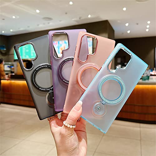 Coque Samsung S23 Plus silicone magnétique violette antichoc avec support - 6