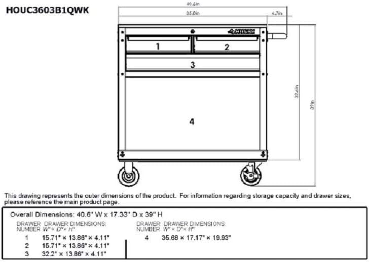 Husky 36 in. 3-Drawer Rolling Tool Cart with Wood Top, Black