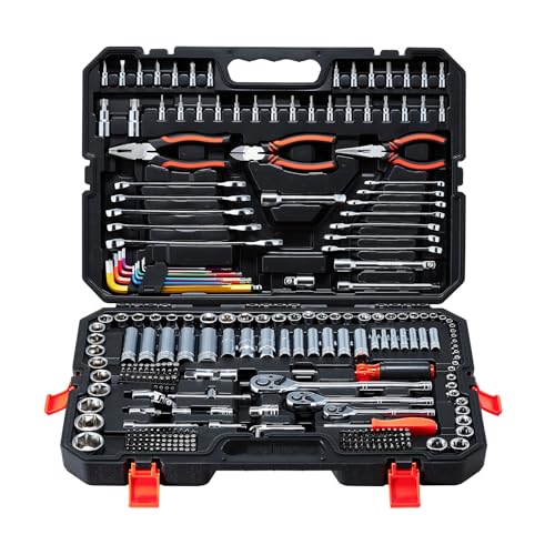Image of VEVOR Mechanics Tool Set, 314-Piece Mechanic Tool Kit, 1 /4 in, 3 /8 in, and 1 /2 in Drive, Metric Socket Set, Wrenches, Screwdriver Bits, Accessories, and Storage Case, for Automotive and Home Repair