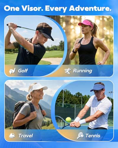 Image of Sport Sun Visor Hat for Women Men - Lightweight Stretchy Polyester Spandex Quick Dry Sweatband Wrinkle Resistant