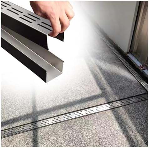 Stainless Steel Linear Trench Drain - Durable Outdoor Water Drainage Solution for Yards, Pool Decks, Sidewalks, and Garages, Prevents Flooding & Enhances Drainage Efficiency