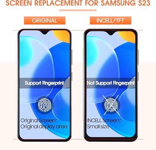 Image of INCELL for Samsung Galaxy S23 Screen Replacement for Samsung S23 LCD Digitizer SM-S911B SM-S911U LCD Display Touch Screen Assembly Black with Frame (No Fingerprint)