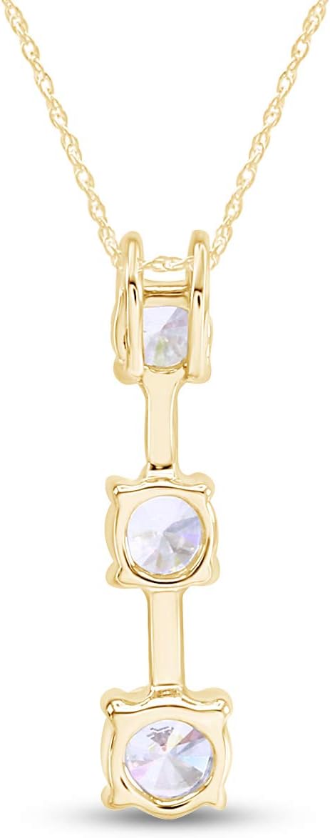 Past Present Future 3 Stone Pendant Necklace for Women Round Cut Moissanite or Cubic Zirconia and Lab Grown Diamond 14K Gold Plated Sterling Silver with 18" Chain, Dainty Anniversary & Promise Jewelry - Image 7