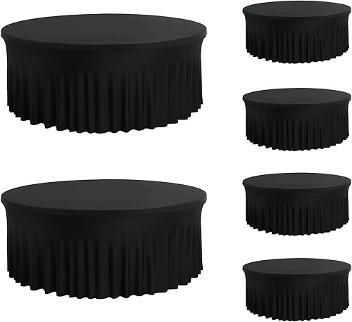 Miniatura 70 de Mantel redondo de 60 pulgadas blanco con borde elástico – Mantel ajustado sin arrugas y lavable para mesa redonda de 5 pies, mantel reutilizable