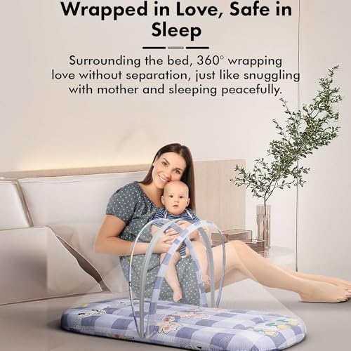 Image of StarAndDaisy 3 in 1 Baby Mosquito net /Nest for Sleeping - Mosquito net for Newborn Baby /Soft and Comfortable Bed, Washable Cotton Design for 0-12 Months Baby -Bunny Print