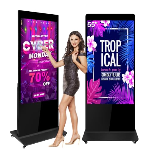 ZLPOWER 55\" Digital Signage Display Kiosk Touchscreen Digital Kiosks Interactive Floor Standing 4K IPS LCD Screen Commercial Totem with Android 11 System Interactive Advertising Media Player