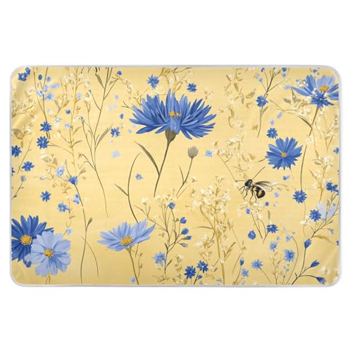 Cornflower Yellow Extra Large Resuable Changing Pad Covers Waterproof Washable Flat Crib Pads Machine Washable Travel Mattress for Children Adults Pets, 52