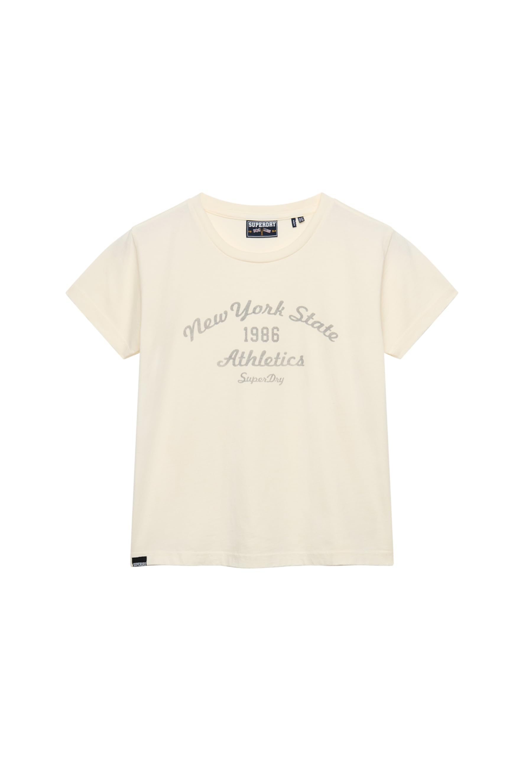 Superdry Women Ath Ess Fitted Graphic Tee T-Shirt, Desert Bone Off White, 12