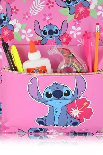Image of Fast Forward Stitch Backpack, Unisex 16-Inch Daypack, PU Leather, Stitch Design, Cute & Spacious, Adjustable Straps