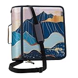 Case-it Mighty Zip Tab School Zipper Binder | 3-Inch O-Rings, 600-Sheet Capacity, 5-Subject Expanding File Folder, Multiple Pockets & Storage Organizer, Shoulder Strap | D-146 Mountains