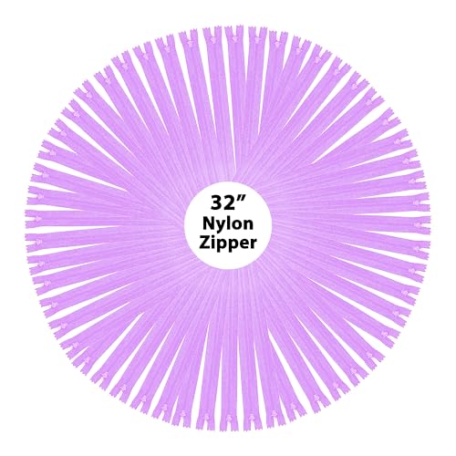 Image of Mandala Crafts 40 PCs Lilac Closed-End 32 Inches Nylon Zippers for Sewing
