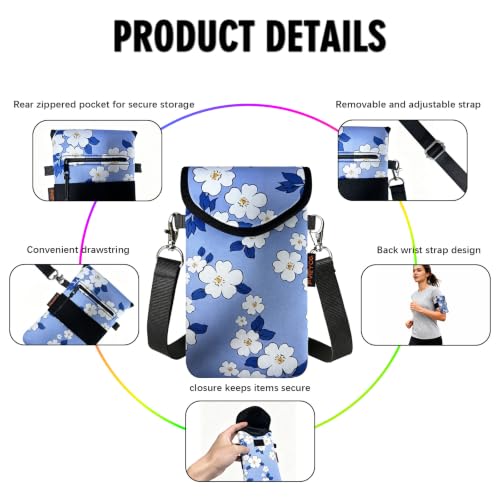 Image of Neoprene Phone Sleeve Pouch Case Bag for Men Women w /Crossbody Strap /Neck Lanyard for iPhone 17 /16 /15 /14 Pro Max, Samsung S25,Pixel 10