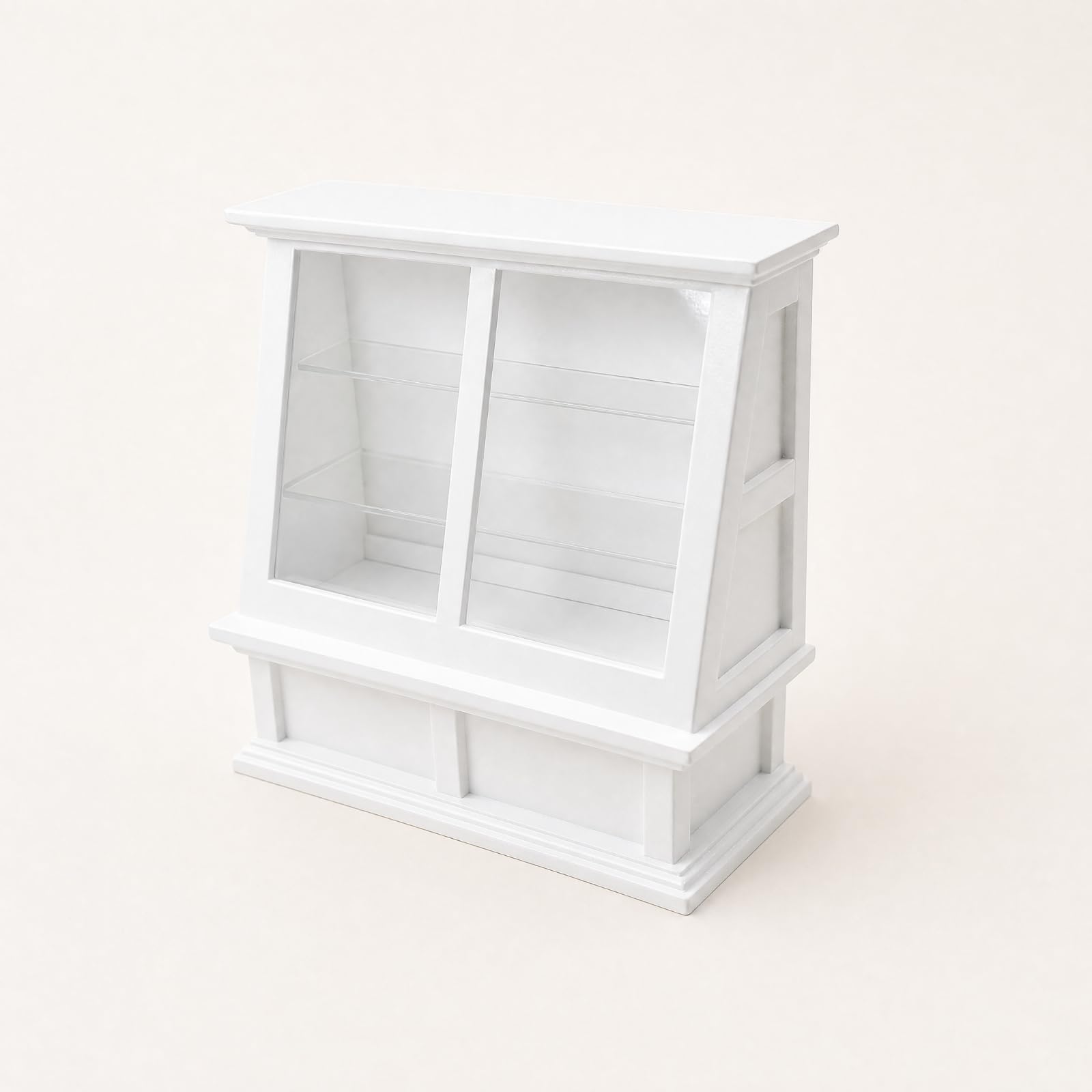 Bancone Espositivo in Miniatura Naturale Modello Decorativo di Bancone con Base a Gradini Resistente per, Gioco Immaginativo, Legno
