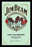 Bedruckter Spiegel, NEU empireposter Jim Beam 2 Whiskey - Bedruckter Spiegel mit Kunststoff Rahmen in Holzoptik, Kult-Spiegel - Grösse 20x30 cm