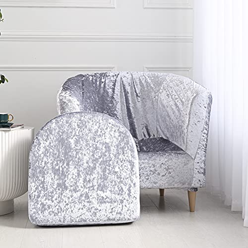 2 Pack Velvet Banquet Chair Slipcover With Cushion Cover,Stretch Club Tub Chair Covers Glittery Bling Armchair Slipcovers Removable Furniture Protector For Home Party Christmas Decor (Silver) #TOP6