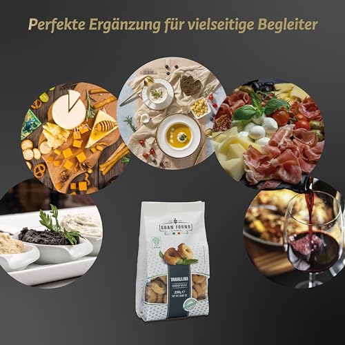 Gran Forno Taralli Natur - 250g - knackig-luftiger Snack - Italienischer Knabberartikel - salzige Teigkringel (Packung mit 2)