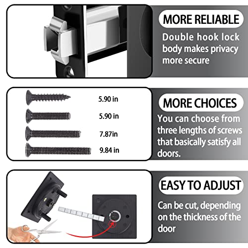 Lufyzora Pocket Door Lock With Color Coded Indicators， Privacy Pocket Door Hardware For Bathroom/Bedroom/Study Room Door， Flush Pocket Door Latch For 1-1/5 "To 2-3/16" Thickness Door(Balck 1 Pack) #TOP4