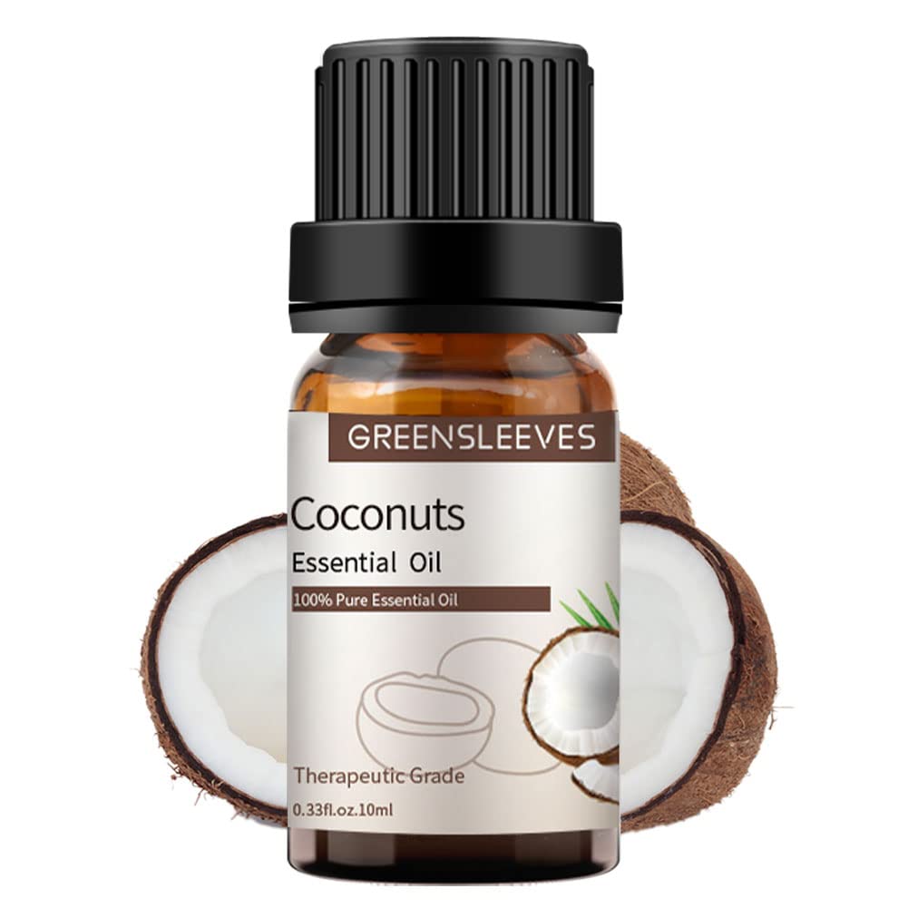 GREENSLEEVES Cocconut Essential Oil, 10ml Pure Plant-Based Fragrance Oil for Aromatherapy, Essential Oils for Diffuser, Air Freshener, Massage, Bath