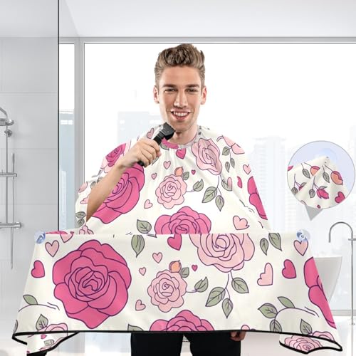 Capa profesional impermeable para cortar cabello Roses Blossoms con cierre a presión ajustable para estilismo y barbería miniatura 6
