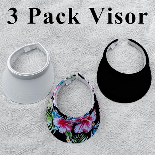 Image of 3 Pack Sports Sun Visor Hat Women Men Adjustable Clip On Visors Outdoor Golf Beach Cap