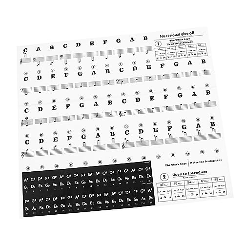 FAVOMOTO Removable Piano Notes Guide Stickers for 37/49/54/61/88 Keys Piano Keyboard Learning Tool