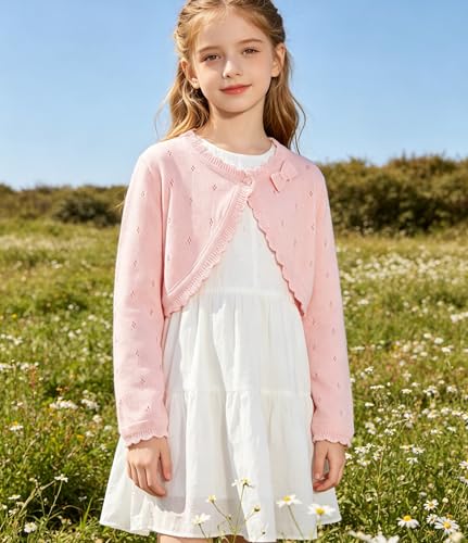 Image of 2Pcs Girls' Knit Toddler Cardigan Cotton Soft Button Closure Bolero Shrug Shawl Shirt Sweater