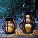 Gadgy ® Solar gartenlaterne Set Rattan Optik | Braun Marmoriert Kunststoff | 2 Stück Tropfenform und Kugel Rund l Gartenleuchte für Draußen | Rattan Lanterne