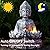 Yiosax Solar Buddha Statue - Outdoor Zen Sculpture With Flickering LED Lotus Light - Waterproof Garden Decor Gift - 11.81 Inch