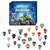 Amycute Calendario dell'Avvento 2025, Supereroi Natalizie Calendario Avvento 2025 con 24 Giocattoli Supereroi Mini, Calendario dell'Avvento per Bambini