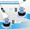 Brosse Electrique Nettoyage Rotative, Brosse de Nettoyage sans Fil avec 9 Têtes de Brosse Remplaçables, IPX7 Étanche, 2 Vitesses, pour Salle Bain Cuisine Electric Spin Scrubber (Blanc)