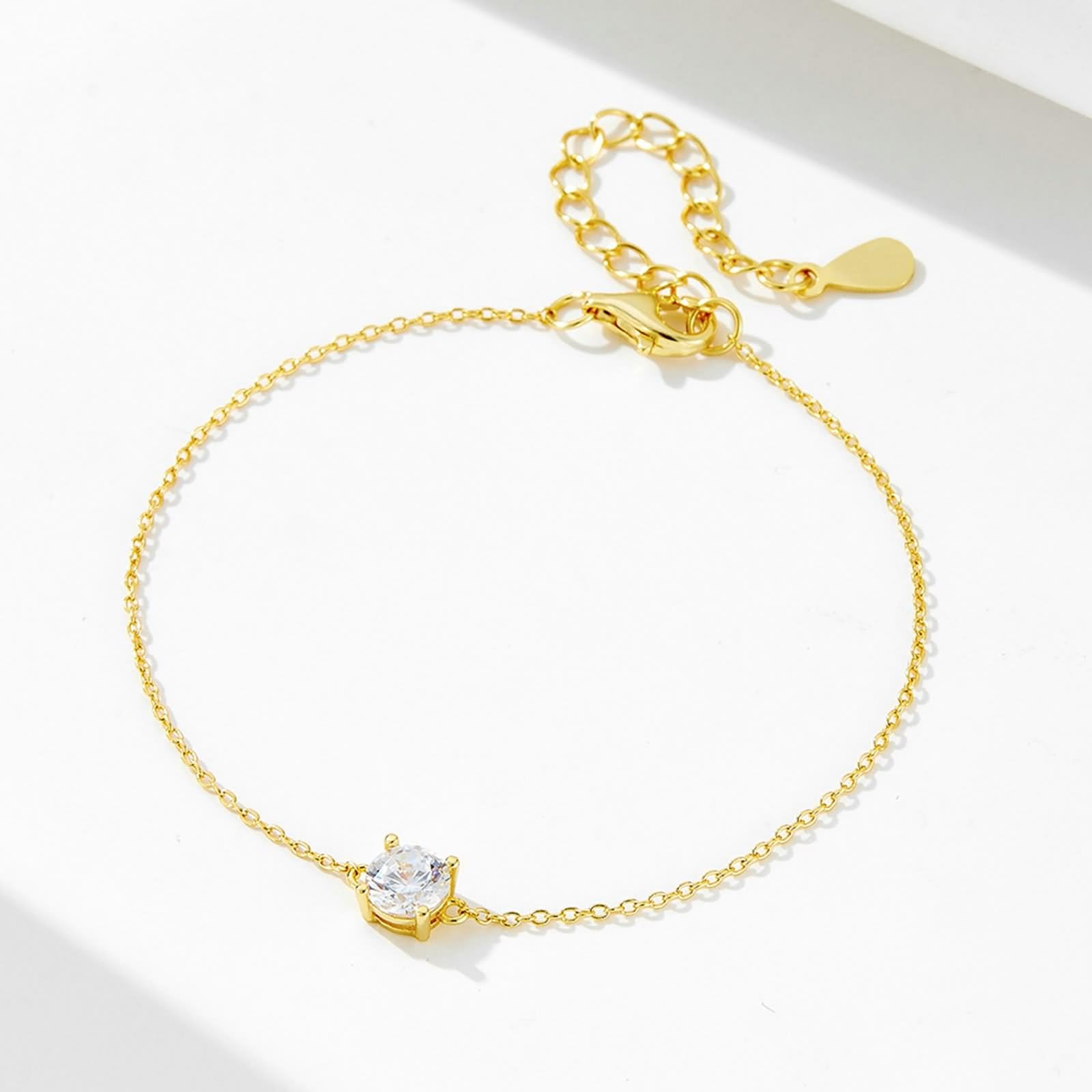 Armbänder Damen, Damen Armband Dünn mit Im Labor Hergestelltem Diamanten Gelbgold Geschenk Beste Freundin