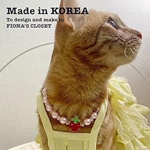 FIONA’S CLOSET Dog and Cat Clothes Light and Comfortable Necklace Strawberry Pendant Pink Pearl Beads (Pink, Medium)