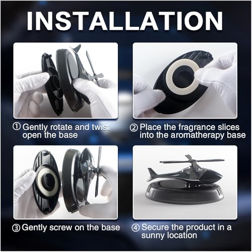 Image of Car Air Freshener, Solar Energy Rotating Car Airplane Aromatherapy Diffuser Automotive Interior Accessories with Plant Extract Air Fresh Perfume Flakes