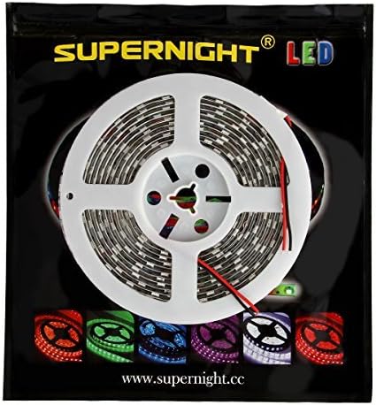SUPERNIGHT DC12V 5M 16.4Ft Cool White 5050SMD 300LED Waterproof Flexible LED Light Strip Lamp White Tape Version