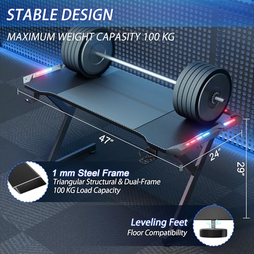 HLDIRECT Gaming Desk 47-inch Black thumbnail 3