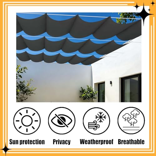 Voile ombrage rétractable 2x3m gris foncé pour terrasse - 4