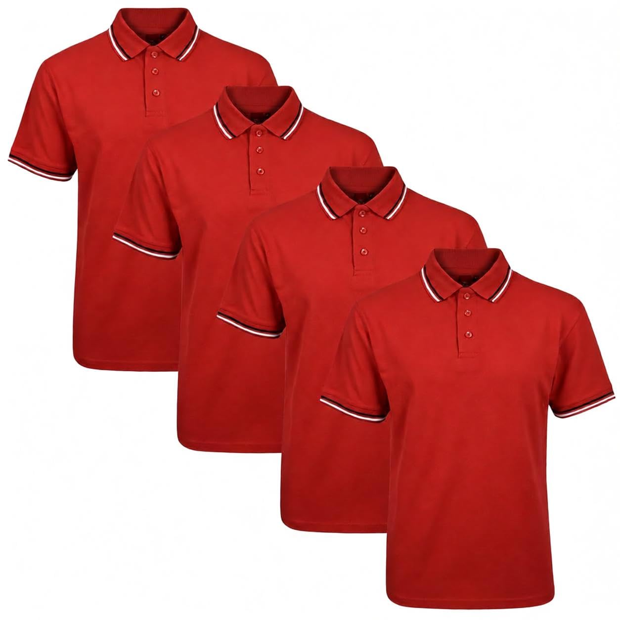 Mens Polo Shirts 4 Pack Short Sleeve Plain Pique Tipping T Shirt Multipack | Mens Polo Shirts 4 Pack Short Sleeve Pique Tipping T Shirt Multipack