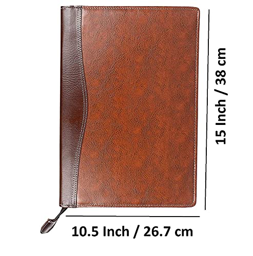 Krishvia Leatherette Material Professional File Folders for Certificates, Documents Holder with 20 Leafs (Size-B4, Color: Mix Brown)_B08