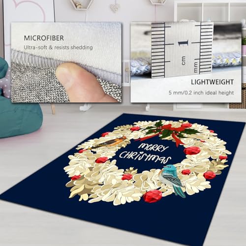 Tapis Vintage Noël 120x150cm antidérapant sans glisse