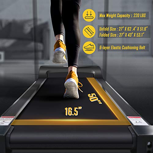 OMA Treadmills for Home, Exercise Treadmill with Incline Folding Treadmills for Running and Walking Max 2.25 HP with LED Display of Tracking Heart Rate, Calories - Black - Thumbnail 5