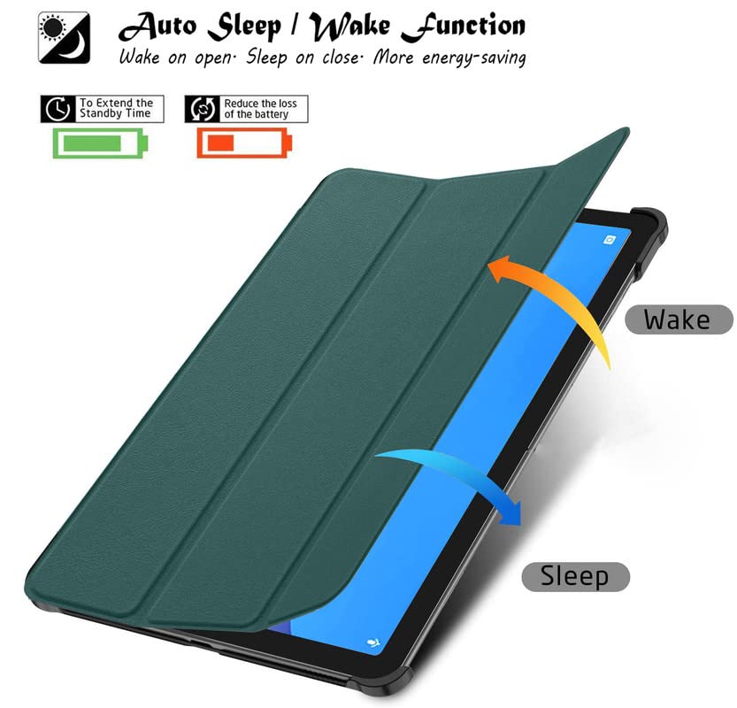 Image of Robustrion Smart Trifold Hard Back Flip [Auto Sleep Wake] Case Cover for Lenovo Tab M10 FHD Plus TB-X606V / TB-X606F / TB-X606X 10.3 inch - Dark Green