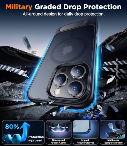 Image of Magnetic Stand Case Designed for iPhone 16 Pro Case 6.3 inch 2024 -Black
