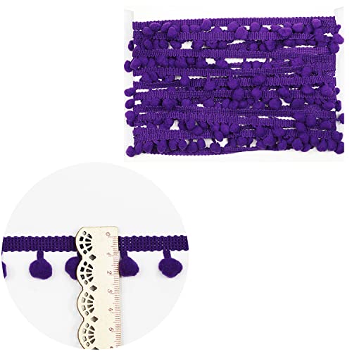 10 Yards 8/9" Wide（Deep Purple）Pom Pom Small Round Ball Fringe Trim Diy Craft Sewing Accessory For Home Curtain Clothes Pillow Decoration(Deep Purple -10Yards) #TOP1